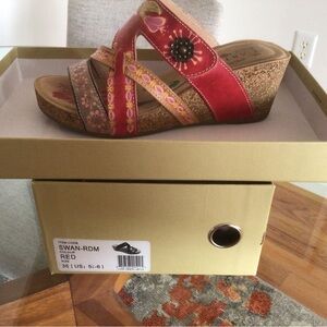 Women's Red Wedge Sandals